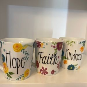 3 Brand new faith, hope, kindness mugs